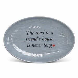 Temp-tations‎ Woodland Friendship Serving Platter Gray Ceramic Oval H230008 Gift